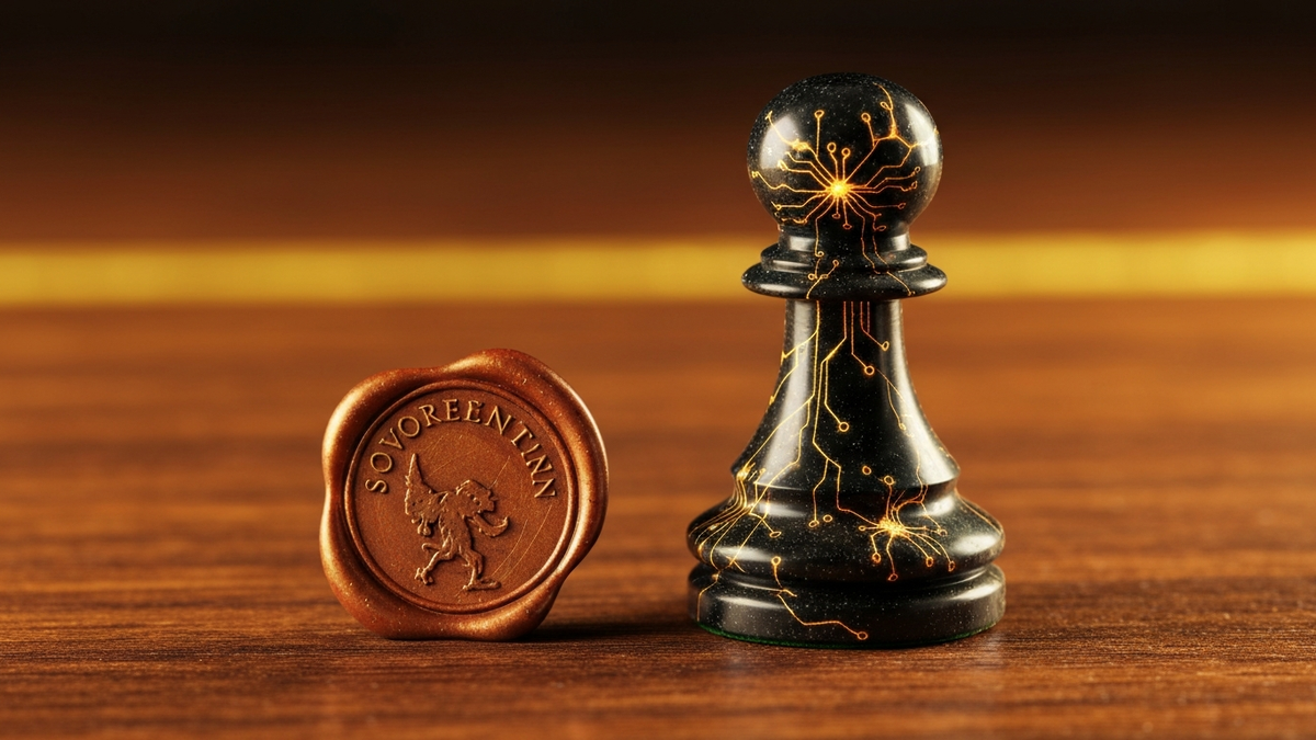 Chess piece and wax seal representing sovereign strategy