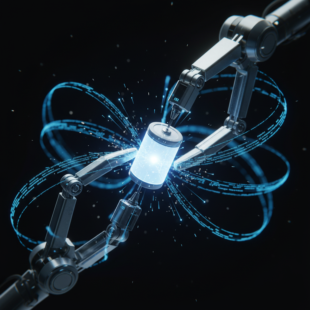 AI-driven robotic assembly of a lithium battery cell with data visualization