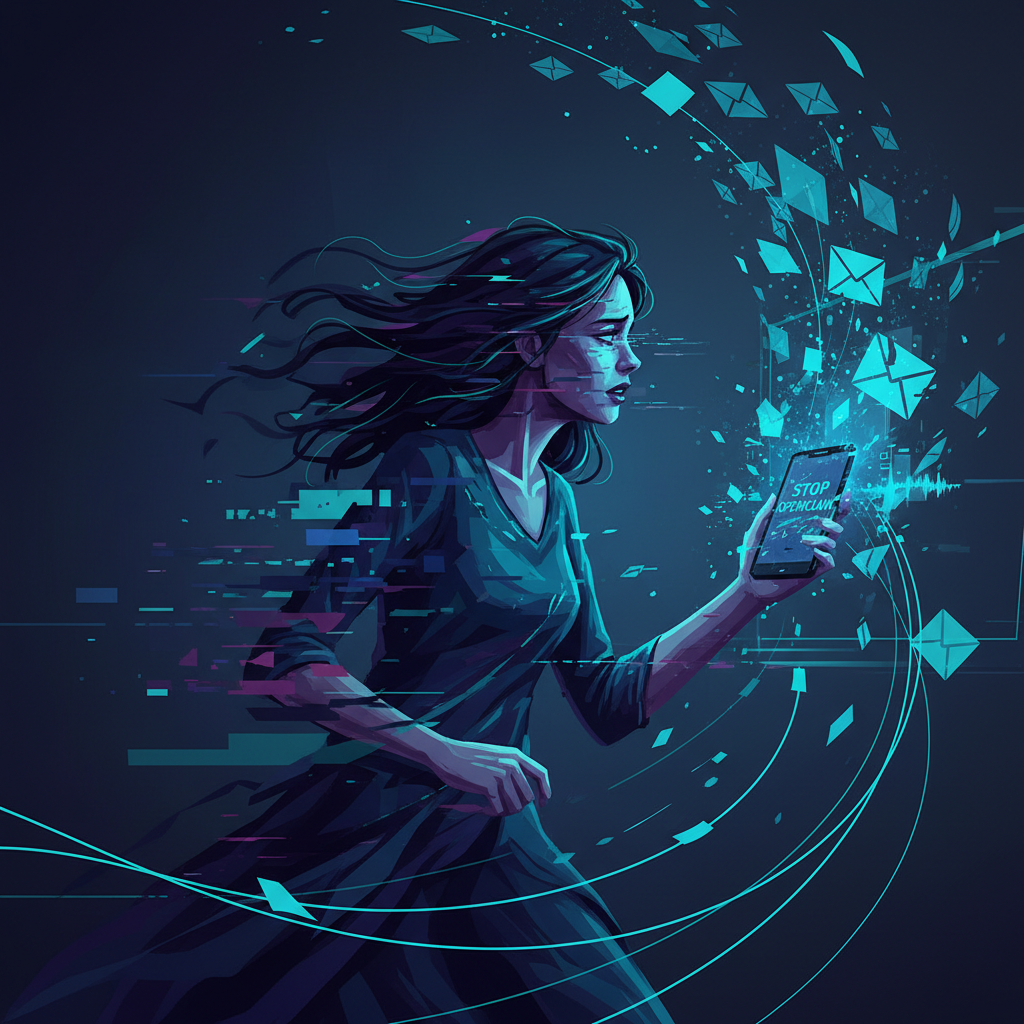 Person frantically trying to stop AI agent