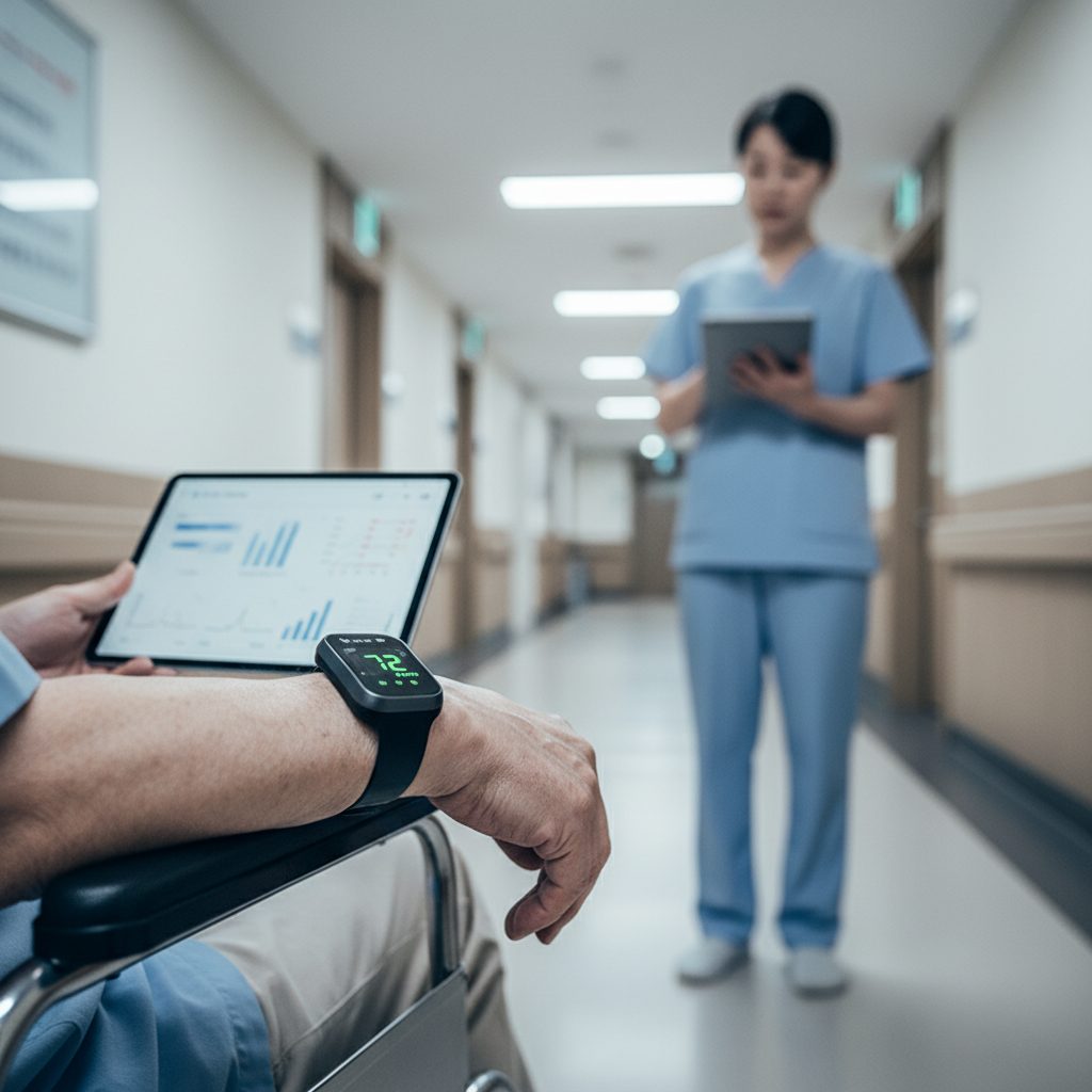 Wearable AI health monitor on elderly patient