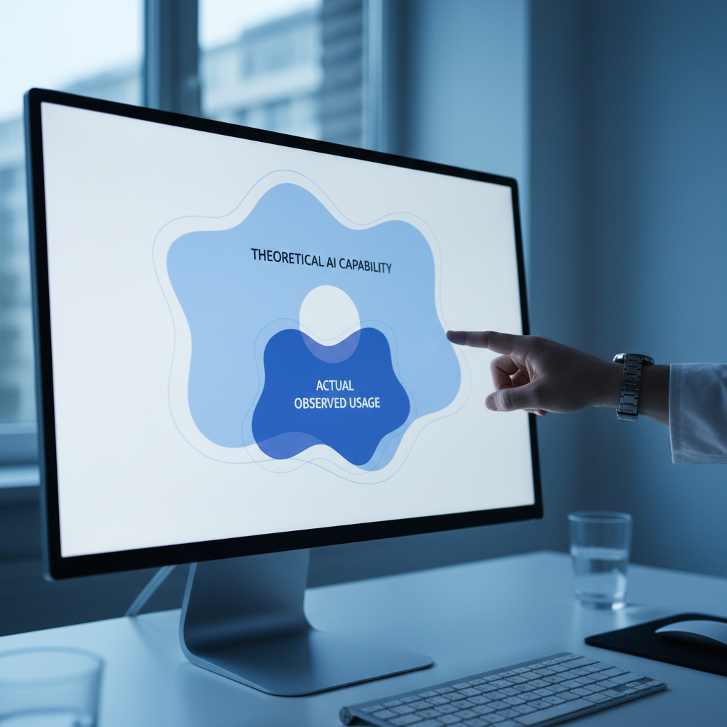 AI capability versus observed usage gap chart