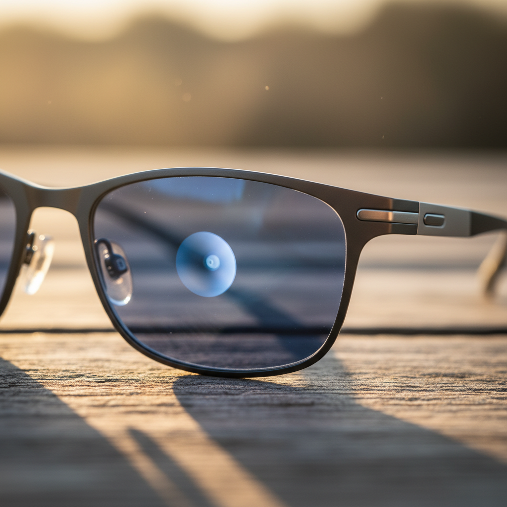 Person wearing smart glasses in an Asian city