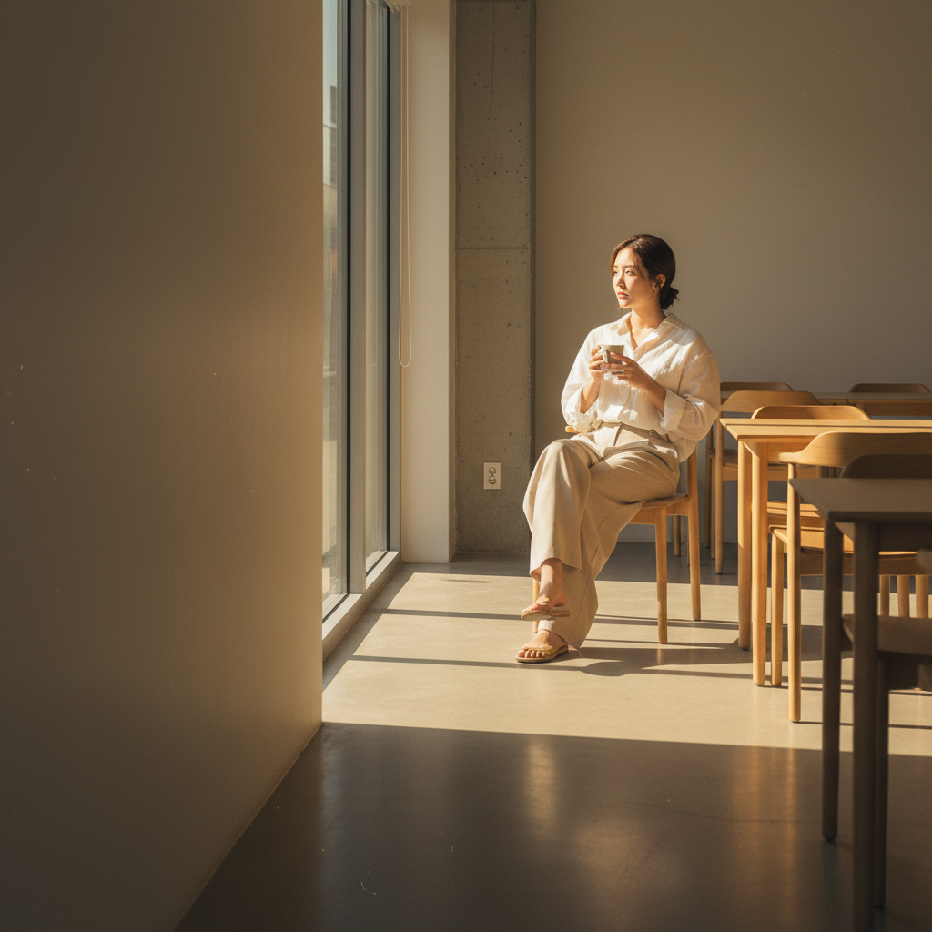 Woman alone in Seoul cafe AI companions Asia