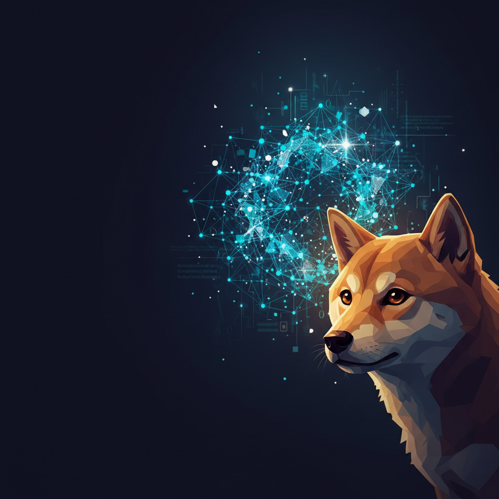 Shiba Inu observing AI neural network