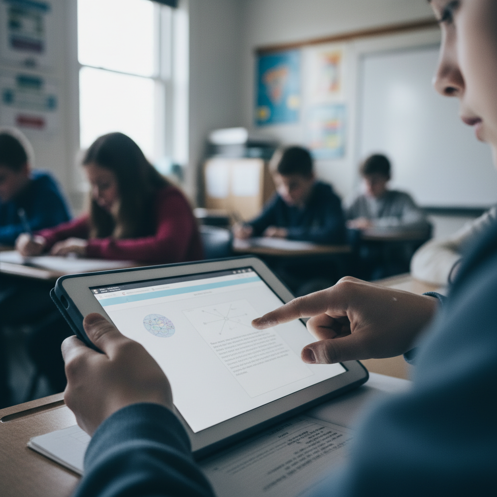 Students in a bright Asian classroom learning together