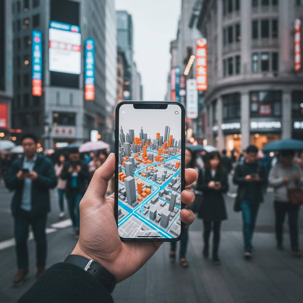 Ask Maps AI feature on smartphone in city