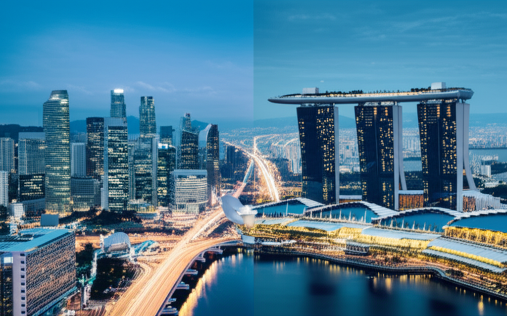 Seoul and Singapore cityscapes representing the Korea-Singapore AI alliance