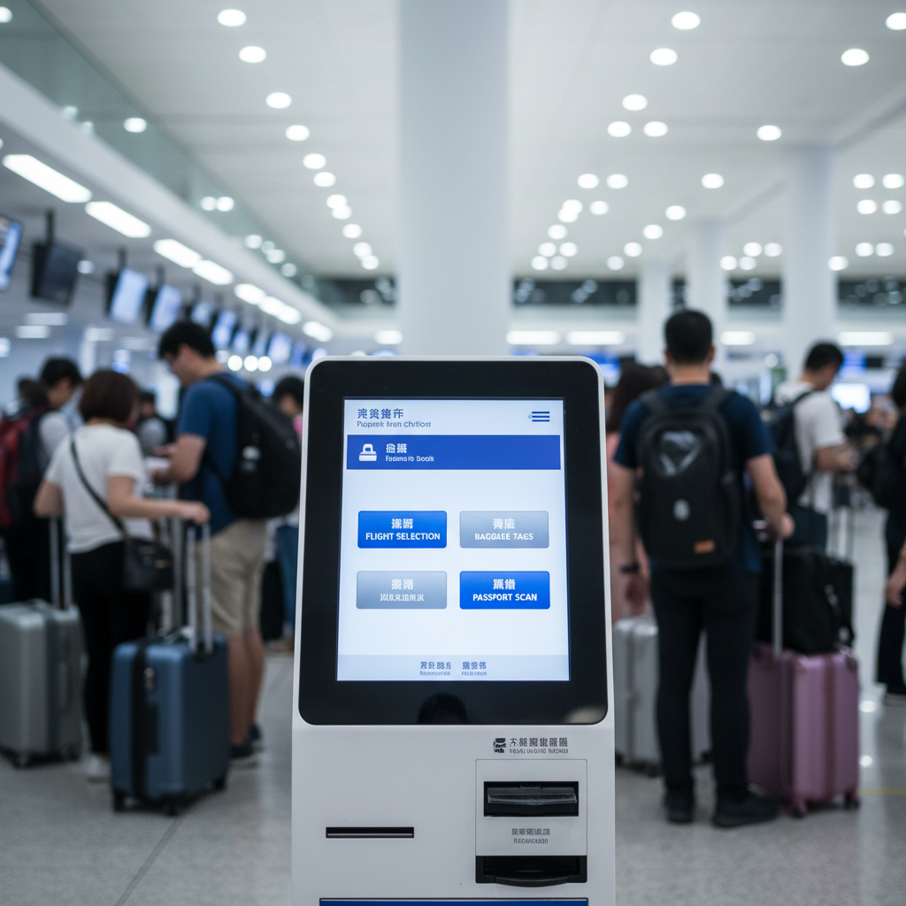 Airport self-service kiosk replacing airline